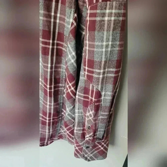 OUTPOST MAKERS flannel shirt Maroon and gray men's size large - Picture 8 of 13